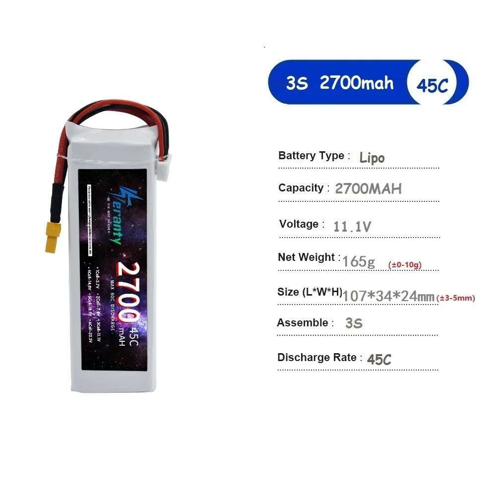 TERANTIA 2700 MAH 45C 3S bater - Drone Avion Rc avaliação e preço